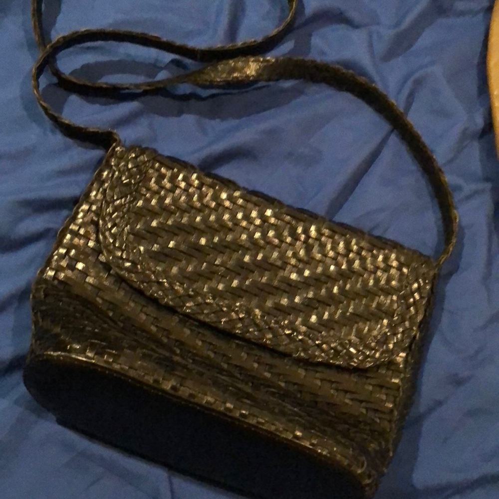 Vintage Philippe woven  leather cross body purse
